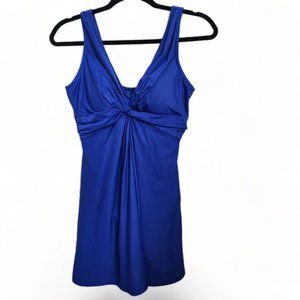 Miraclesuit One Piece Skirt swimsuit swim dress Size 12 Royal Blue Twisted Wide
